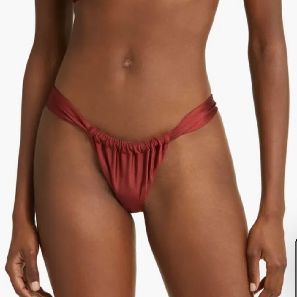 Kulani Kinis ruched thong bikini bottom cinnamon brown swimsuit Revolve XL